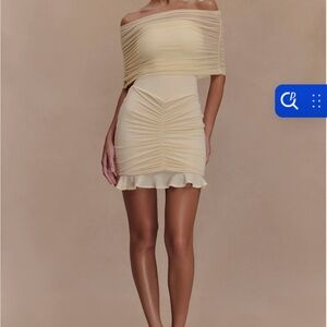 Meshki Cream Ruched Mini Dress